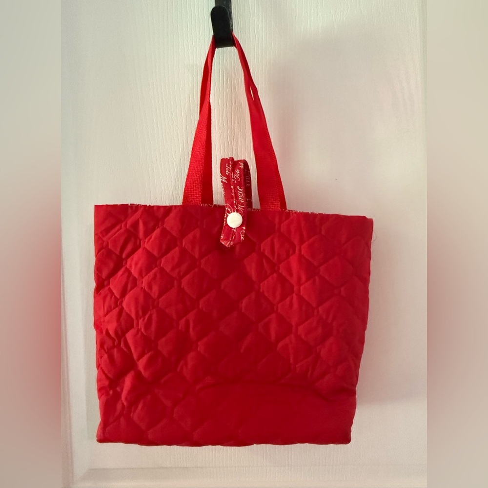 Red Quilted Christmas Tote Bag